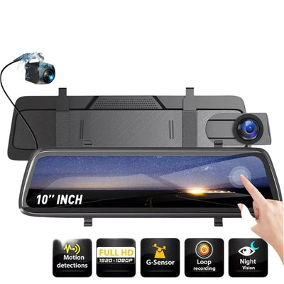 Dual Lens Dash Camera Front & Rear View Car DVR with Reversing Mirror Recorder