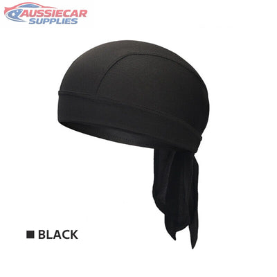 Fitted Bandana Durag Helmet Liner – Black Polyester Du-Rag Headwrap with UV Protection & Sweat Wicking AussieCarSupplies