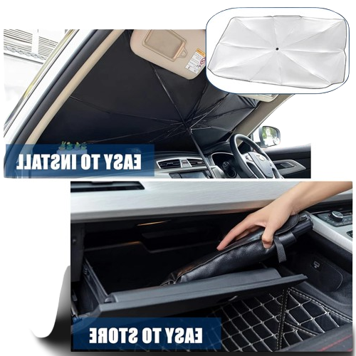 Foldable Car Windshield SunShade - Front Window Visor Umbrella Style