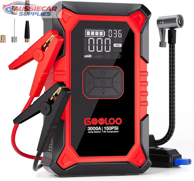 GOOLOO A3 3000A Jump Starter with Air Compressor 12V Portable Car Battery Booster 150PSI Tire Inflator