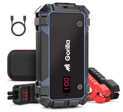 Gorilla 20,000mAh 4000A Jump Starter Kit | IP65 Waterproof Car Battery Booster Power Bank for Petrol & Diesel Vehicles AussieCarSupplies