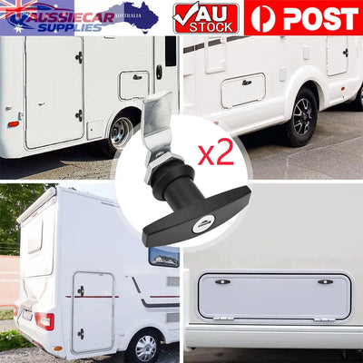 Collage of a white caravan with a close-up of a tow bar and 'AU Stock' and 'Post' logos.