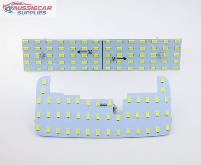 200 series landcruiser interior LED Kit Two rectangular LED light panels with yellow accents on a white background