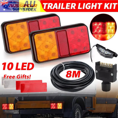 LED Trailer Tail Lights Kit 12V Submersible Waterproof Boat Truck Caravan 7 Pin AussieCarSupplies