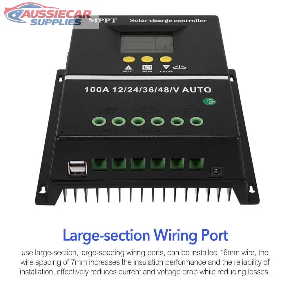 4000W 100A MPPT Solar Charge Controller 12V/24V/36V/48V – LCD Display, Dual USB, Off-Grid