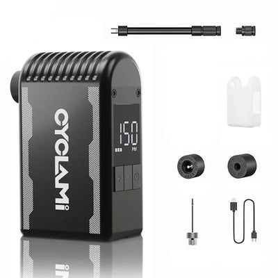 Mini Portable Electric Bike Tire Inflator with Presta and Schrader Valve Support