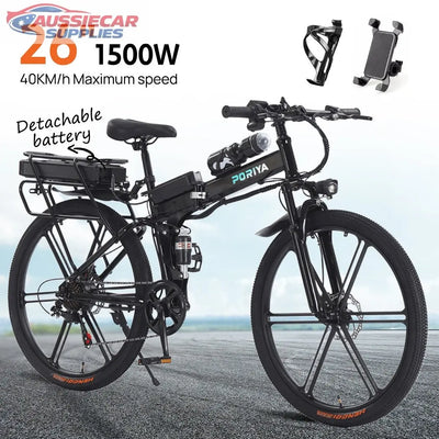 PORIYA 1500W Electric Mountain Bike 26” Off Road Commuter E-Bike