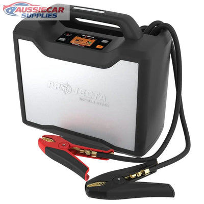 Projecta IS5000 5000A  battery jump starter with clamps on a white background
