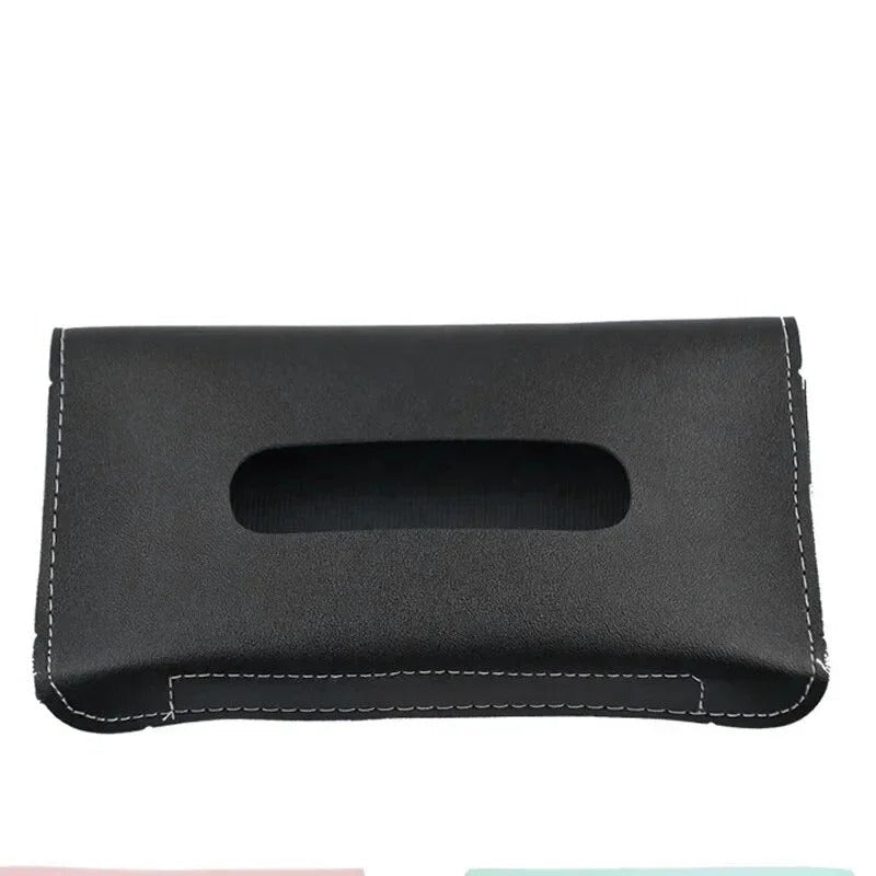 PU Leather Car Sun Visor Tissue Box Holder Interior Organizer