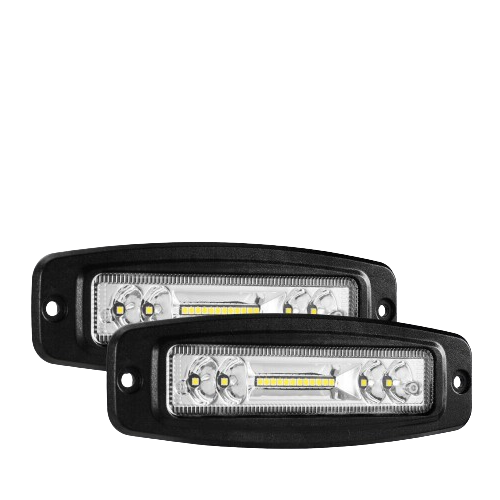 Pair of 7-Inch 12V Flush Mount LED Work Light Bars: Combo Beam for Reverse and Fog Lights