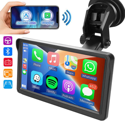 Portable 7" Wireless Apple CarPlay & Android Auto Touchscreen Car Stereo Aussie Car Supplies