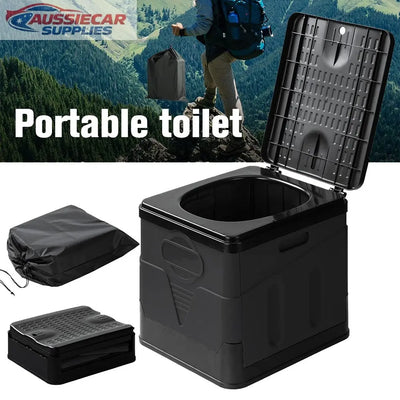 Portable Folding Camping Toilet 20L – Car Travel Toilet Seat, Storage Box & Trash Bin (Heavy Duty PP) AussieCarSupplies