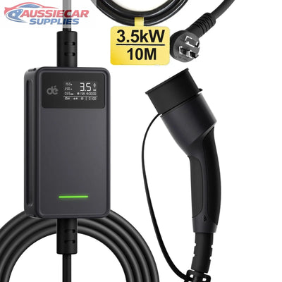 Portable Type 2 EV Charger 3.5kW 15A AU Plug | 10M Cable Adjustable 6–15A (IEC 62196) AussieCarSupplies