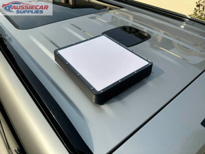 Starlink mini roof mount on the roof of a vehicle