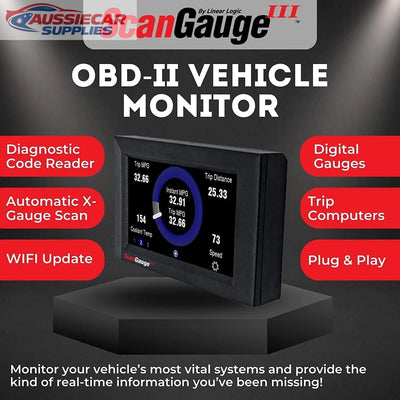 ScanGauge 3 OBD2 Digital Gauges Engine Scanner – Live Data Monitor & Trip Computer Aussie Car Supplies