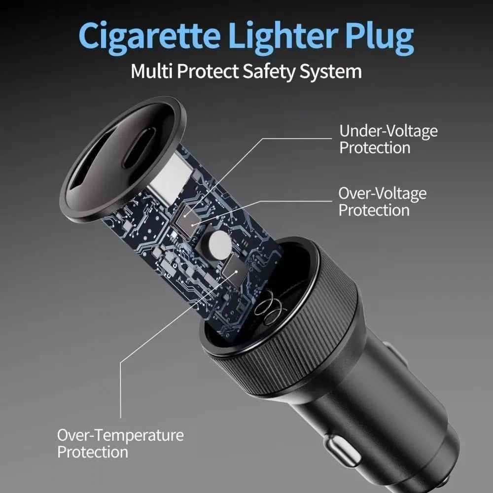 Mini 12v Plug Cigarette lighter plug with multi-protect safety system on a gray ...