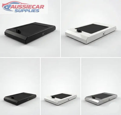 Collage of a black and white electronic device on a light gray background starlink mini temp