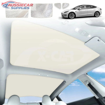 Car sunshade with car model in the background tesla model y