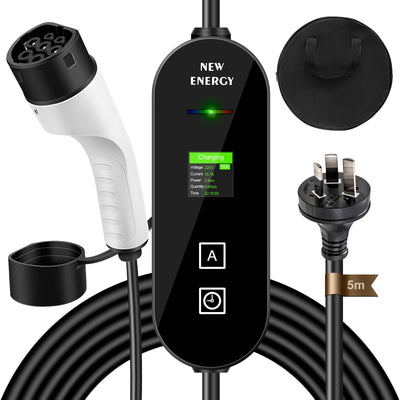 Type 2 Portable EV Charger 3.5kW 8A-16A Adjustable | 5M | Tesla, BYD, MG, Chery, Jaecoo, Zeekr & More AussieCarSupplies