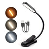 USB Rechargeable 7 LED Clip-On Book Light with 3 Color Modes and Adjustable Brightness