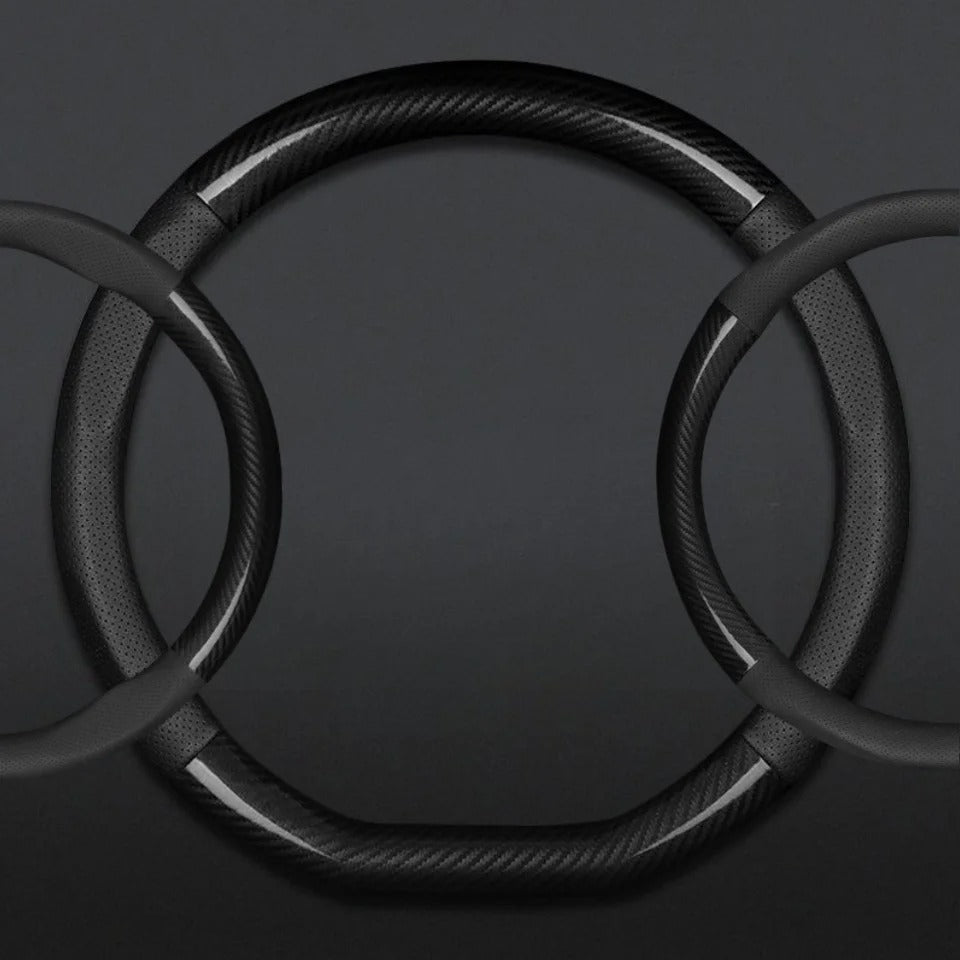 Universal Carbon Fiber Leather Steering Wheel Cover Non Slip Sport Grip for BMW Toyota Honda Volkswagen
