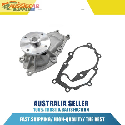 Car water pump with gasket on a white background, featuring ACA Auto Parts branding.