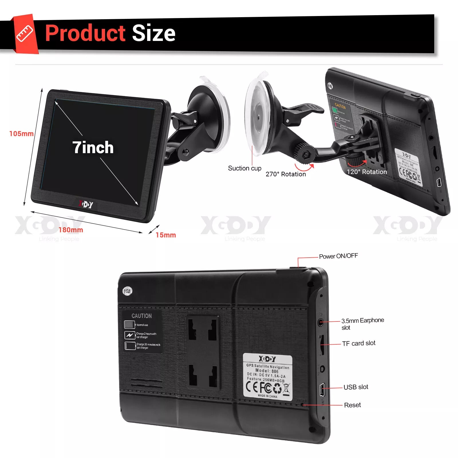 7 Inches HD GPS Navigator with Free Lifetime AU Maps and FM Transmitter