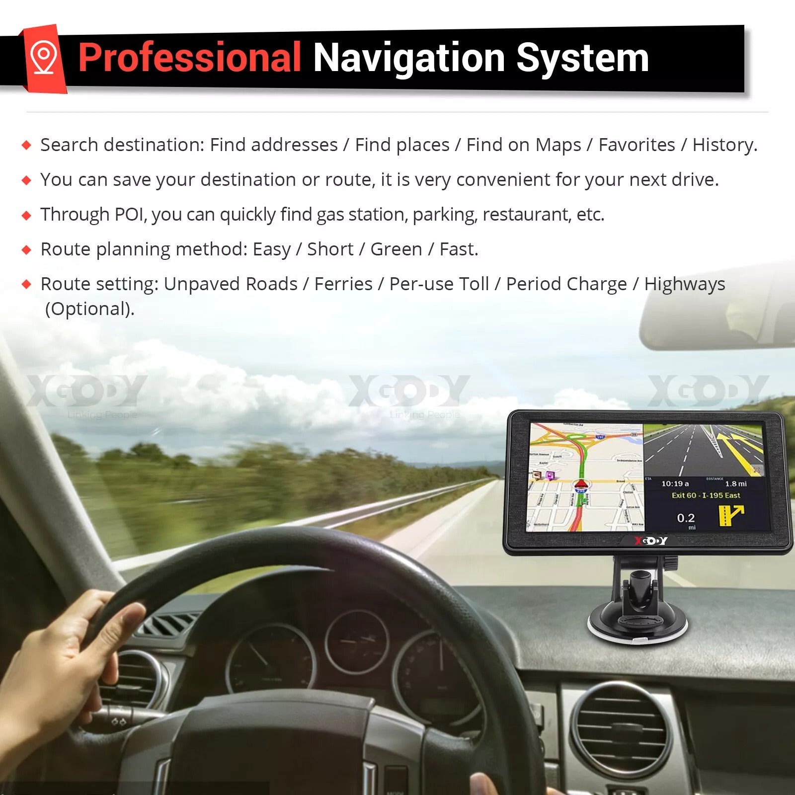 7 Inches HD GPS Navigator with Free Lifetime AU Maps and FM Transmitter