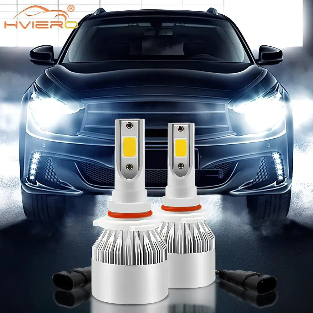 2 Pack C6 72W H11 H4 H1 H7 9005 9006 COB LED Car Headlight Bulbs  7200LM 6500K for Auto Fog Lights