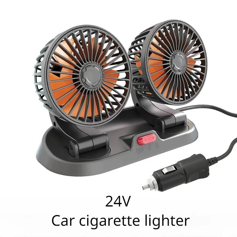 3 Head Car Fan 360° Adjustable  USB, 12V, 24V Automotive Fan