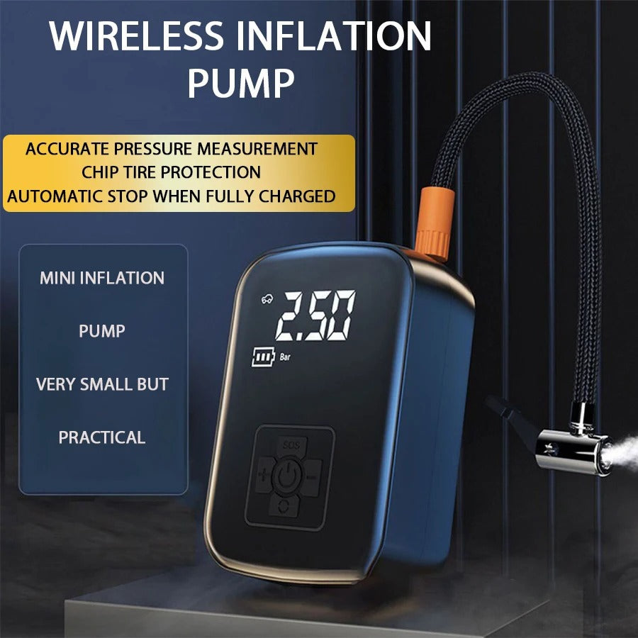 Portable Wireless Car Tire Inflator with Digital Display and Emergency Light