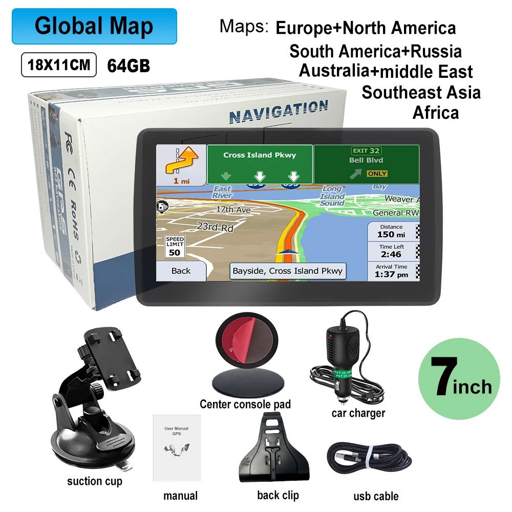 7 Inch GPS Navigation System for Cars & Trucks with Free 2024 Map Updates