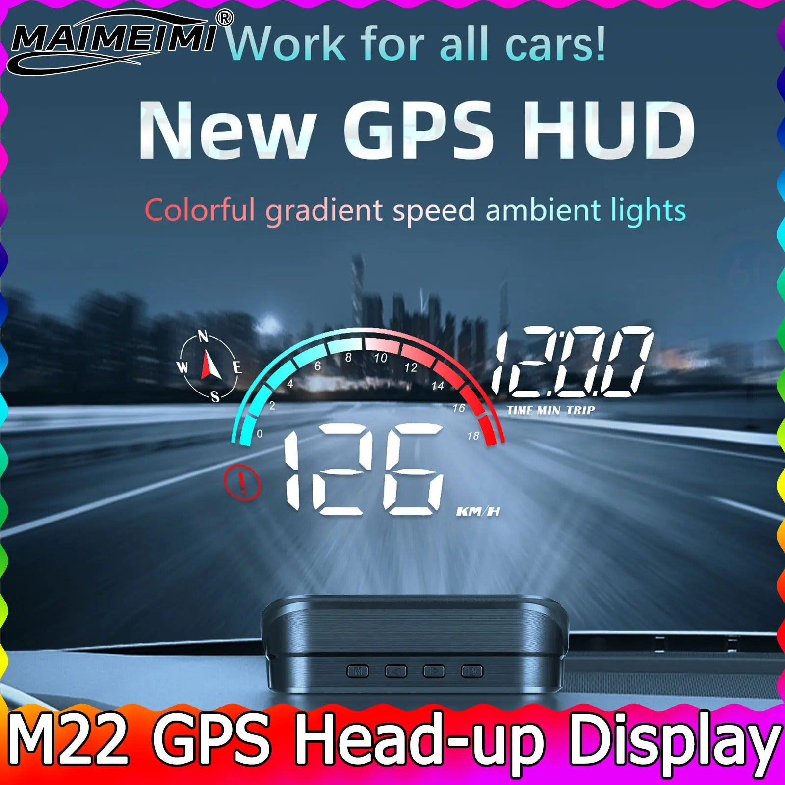 M22 Car HUD Digital Speedometer GPS KMH MPH Head Up Display