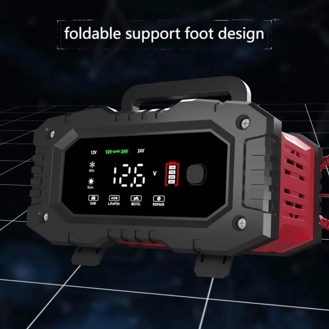 12V 24V 20A Smart Car Motorcycle Battery Charger for Lithium LiFePO4 AGM GEL Lead-Acid Batteries