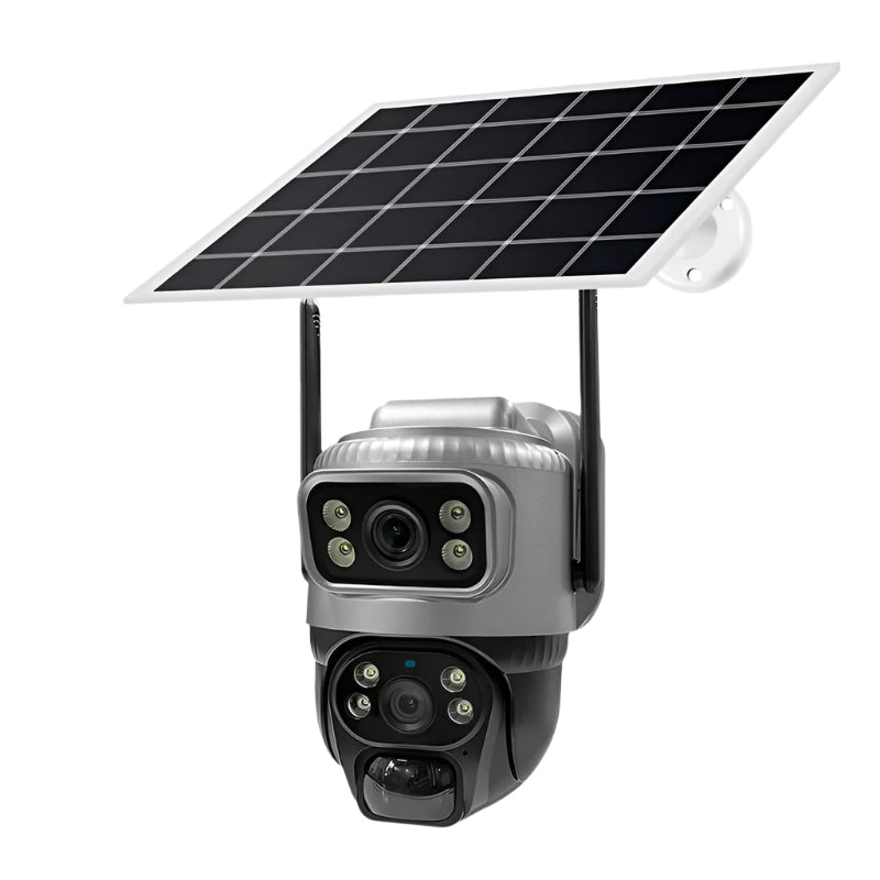 4G Solar Camera 8MP 4K Dual Lens PIR Sim Card Built-In Night Vision