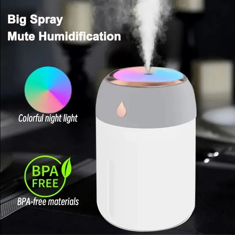Portable Mini USB Air Humidifier and Aroma Diffuser with LED Light 330ml