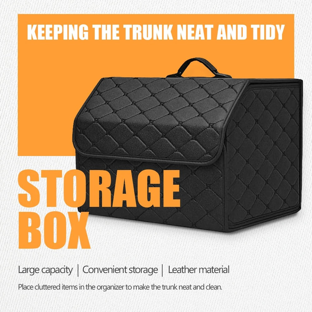 Foldable PU Leather Car Trunk Storage Box Organizer Portable Multiuse Storage Bag
