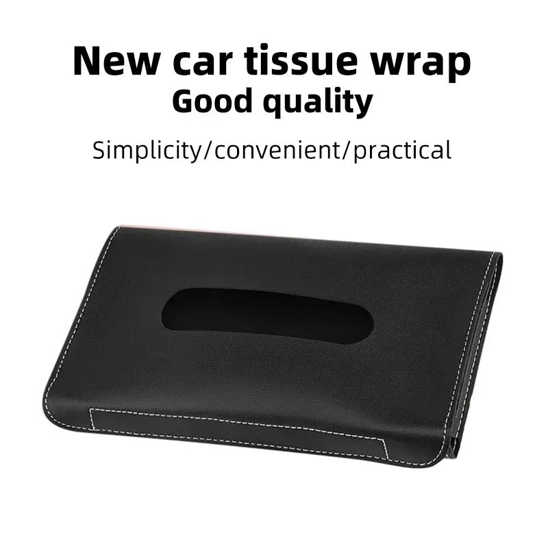 PU Leather Car Sun Visor Tissue Box Holder Interior Organizer