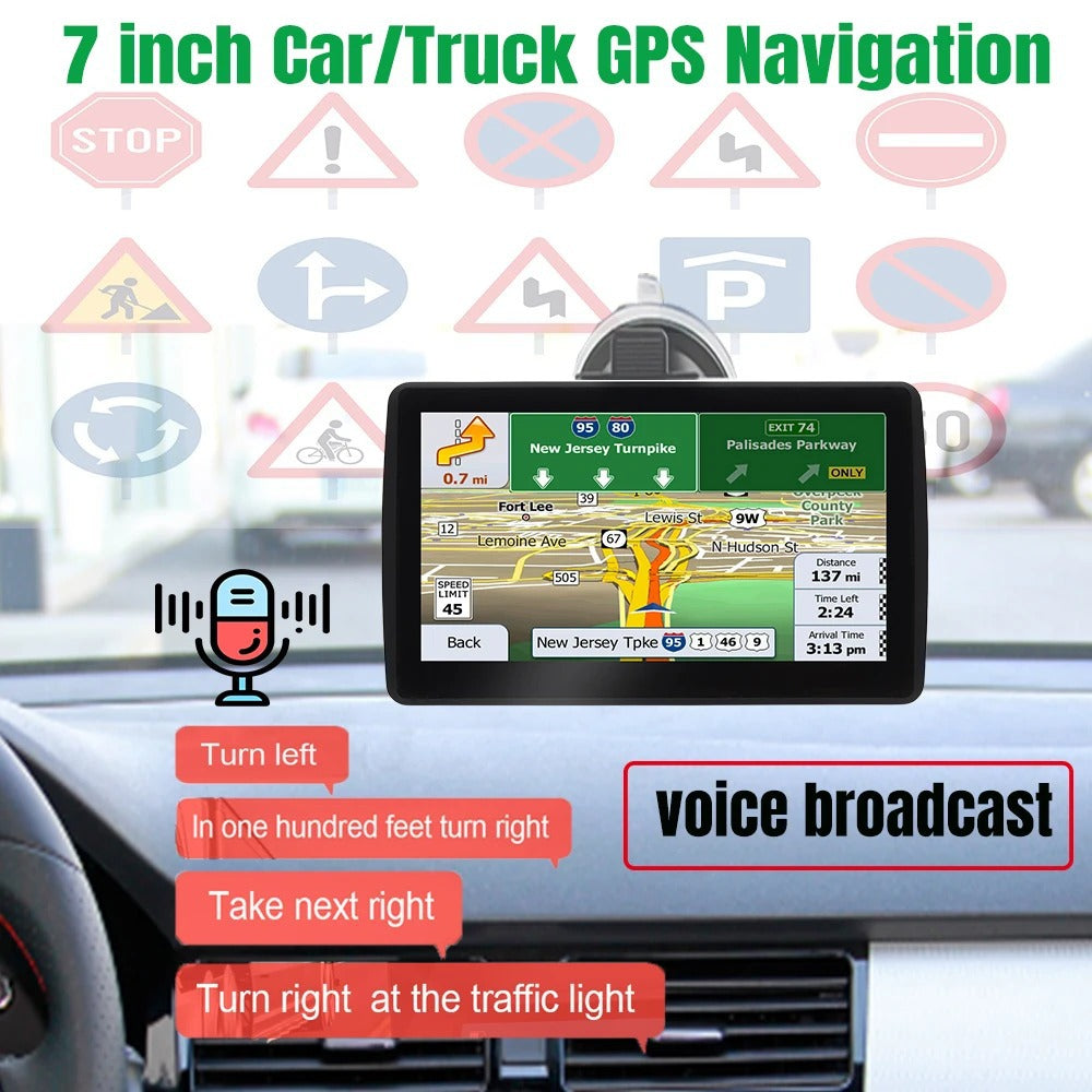 7 Inch GPS Navigation System for Cars & Trucks with Free 2024 Map Updates