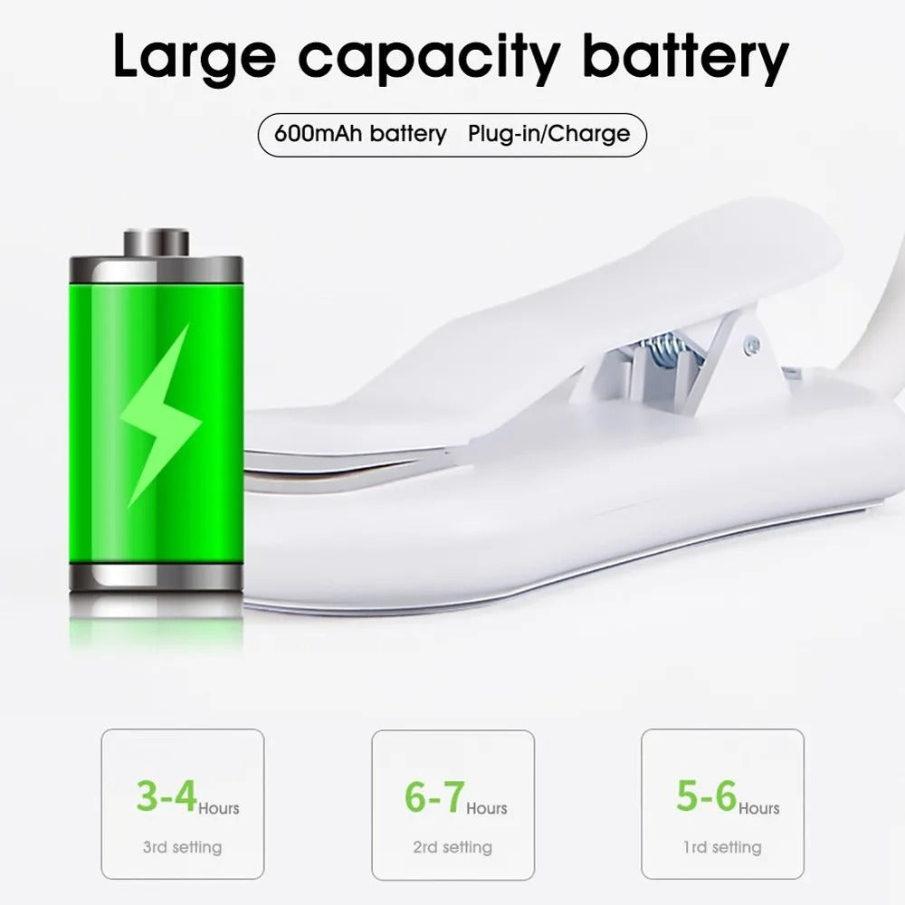 USB Rechargeable 7 LED Clip-On Book Light with 3 Color Modes