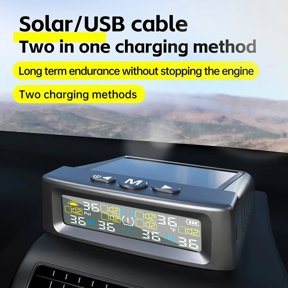 Solar Tire Pressure Monitoring System TPMS with 6 Sensors for Truck RV