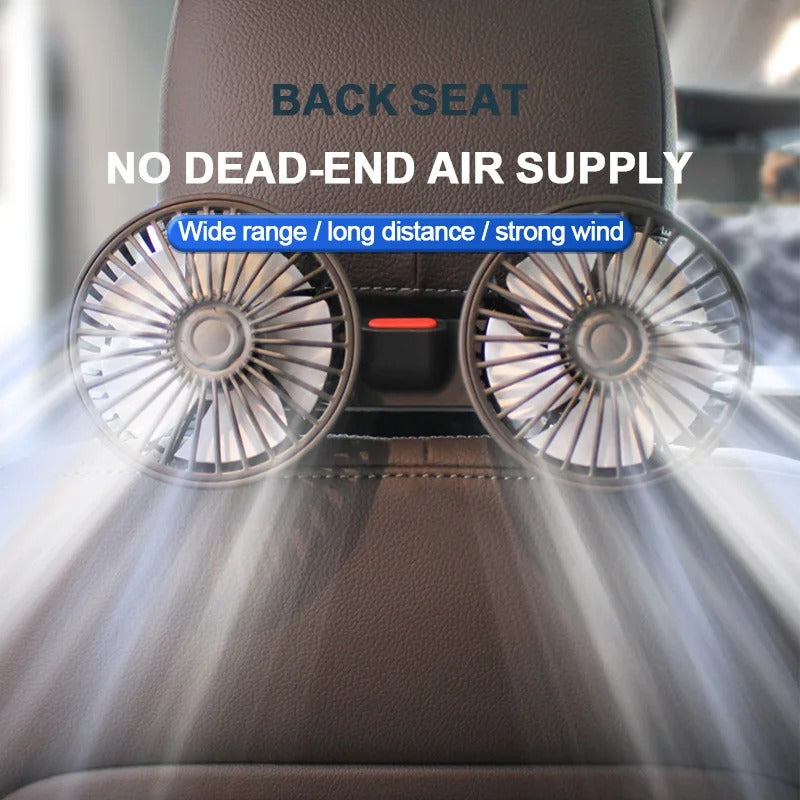 Dual Head Car Cooling Fan for Rear Seat with USB Power and Adjustable 3-Speed Airflow