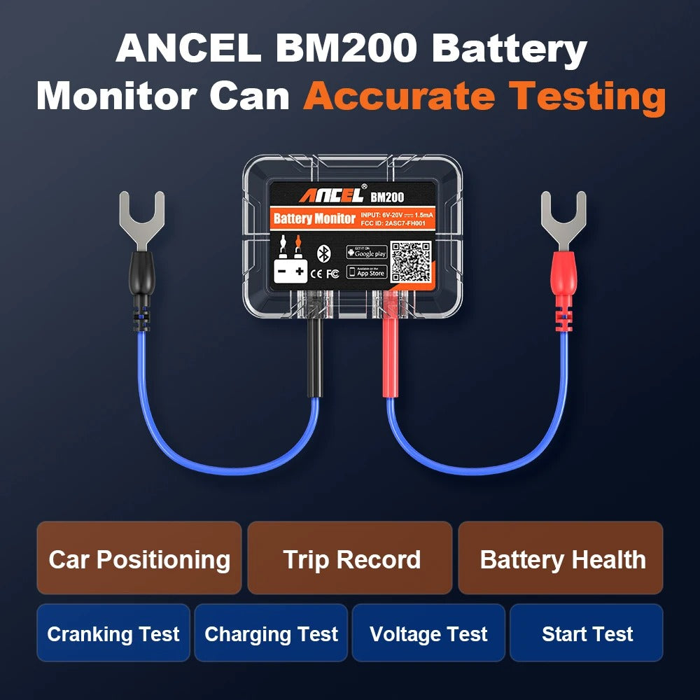 Bluetooth 12V Car Battery Tester with LED Display and Wireless Battery Monitor