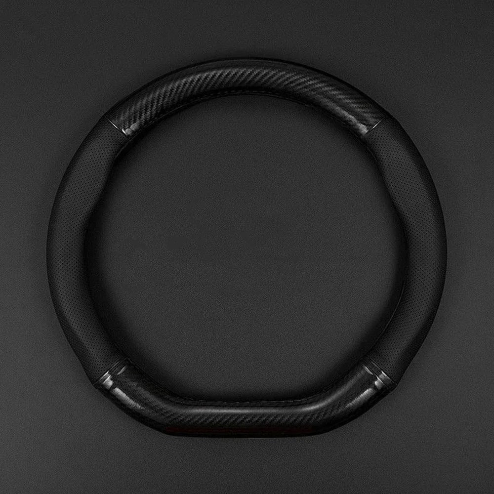 Universal Carbon Fiber Leather Steering Wheel Cover Non Slip Sport Grip