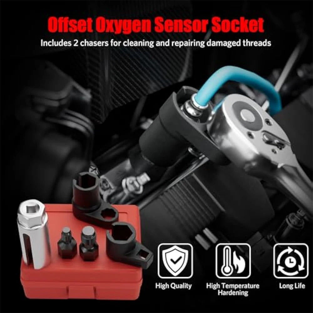 5PCS Oxygen Sensor Wrench Set for O2 Sensor Removal and Installation with Thread Chaser and Vacuum Socket