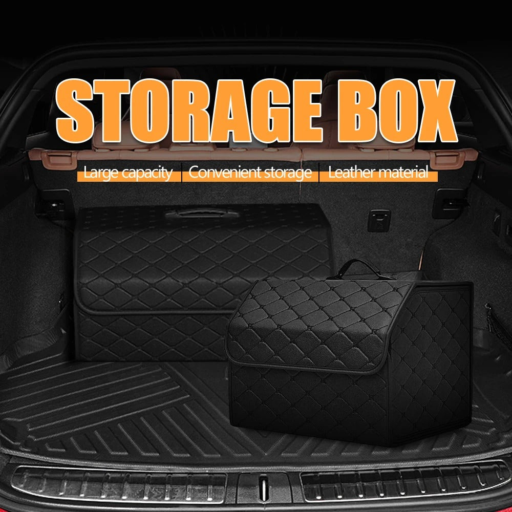 Foldable PU Leather Car Trunk Storage Box Organizer Portable Multiuse Storage Bag