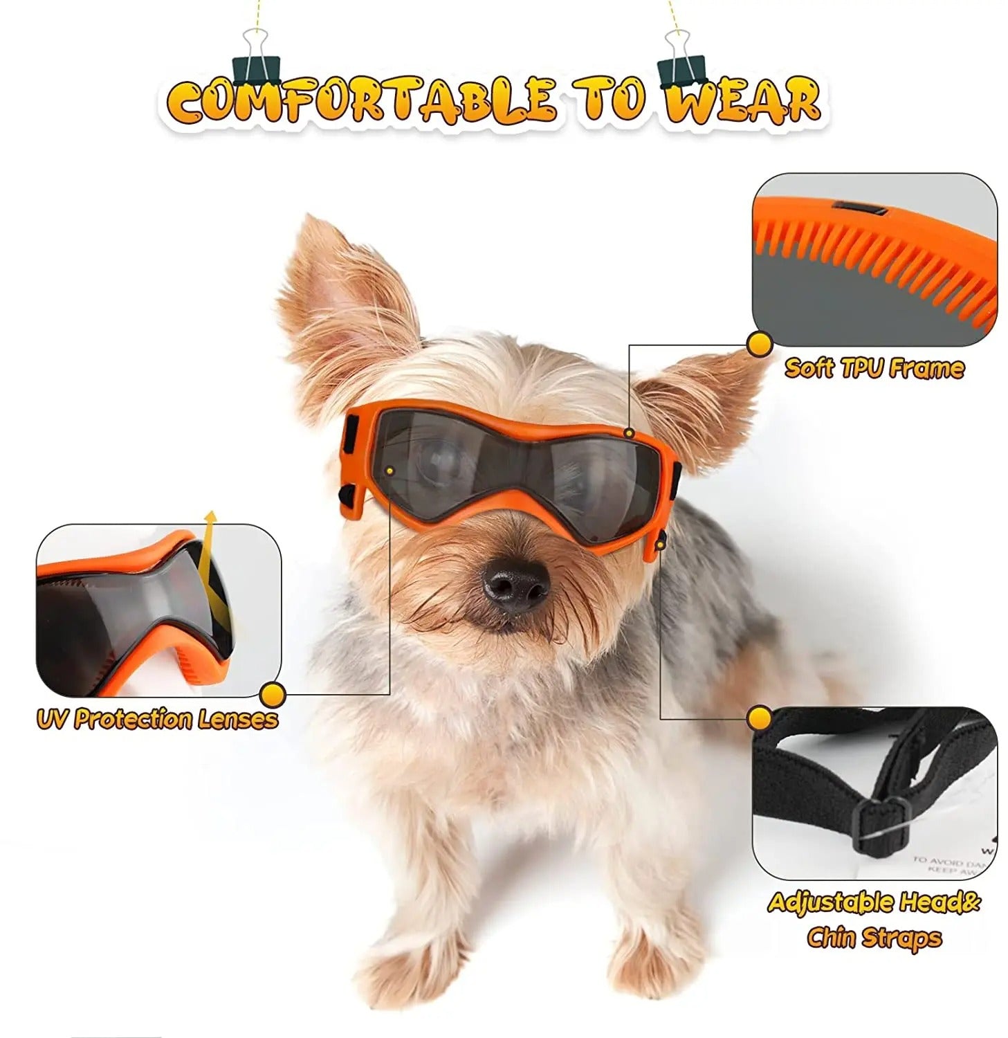 UV Protection Dog Sunglasses Adjustable Pet Goggles for Small and Medium Breed Dogs