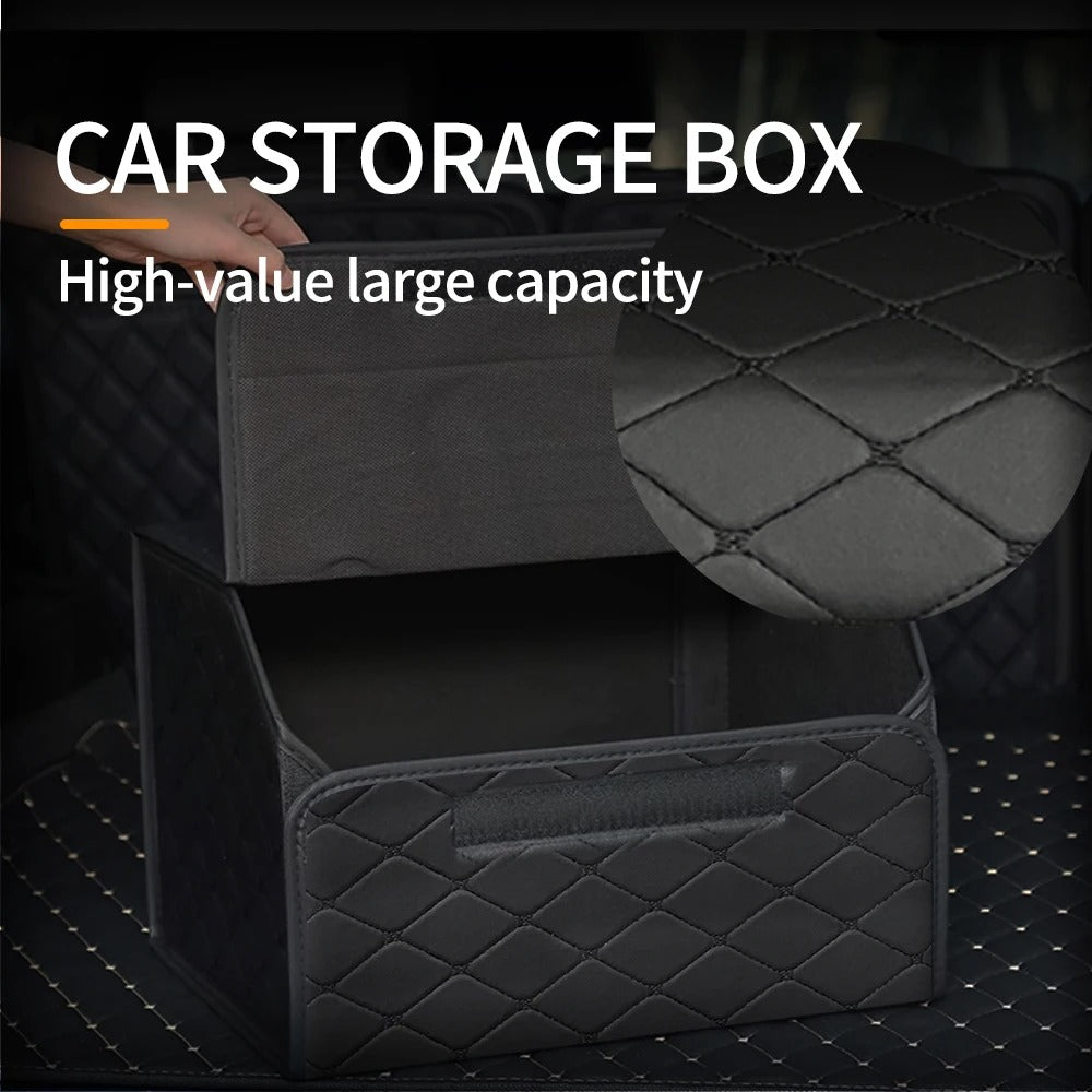 Foldable PU Leather Car Trunk Storage Box Organizer Portable Multiuse Storage Bag