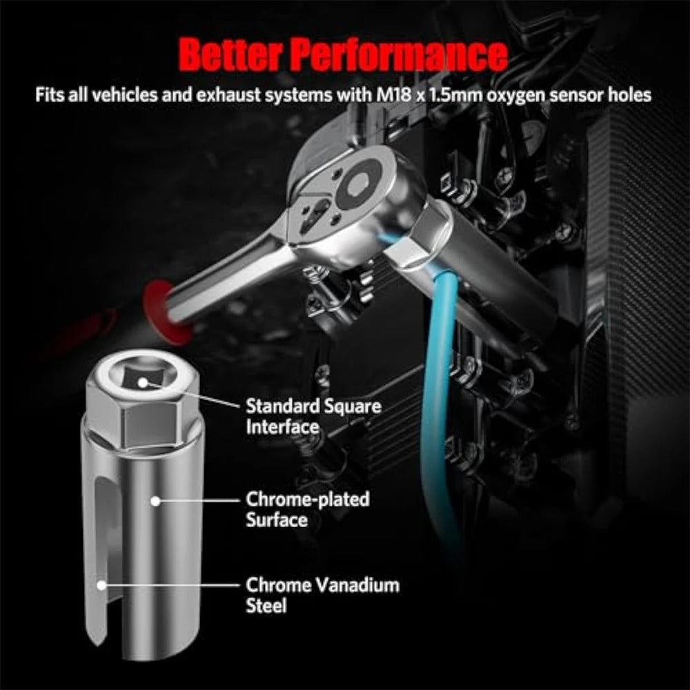 5PCS Oxygen Sensor Wrench Set for O2 Sensor Removal and Installation with Thread Chaser and Vacuum Socket