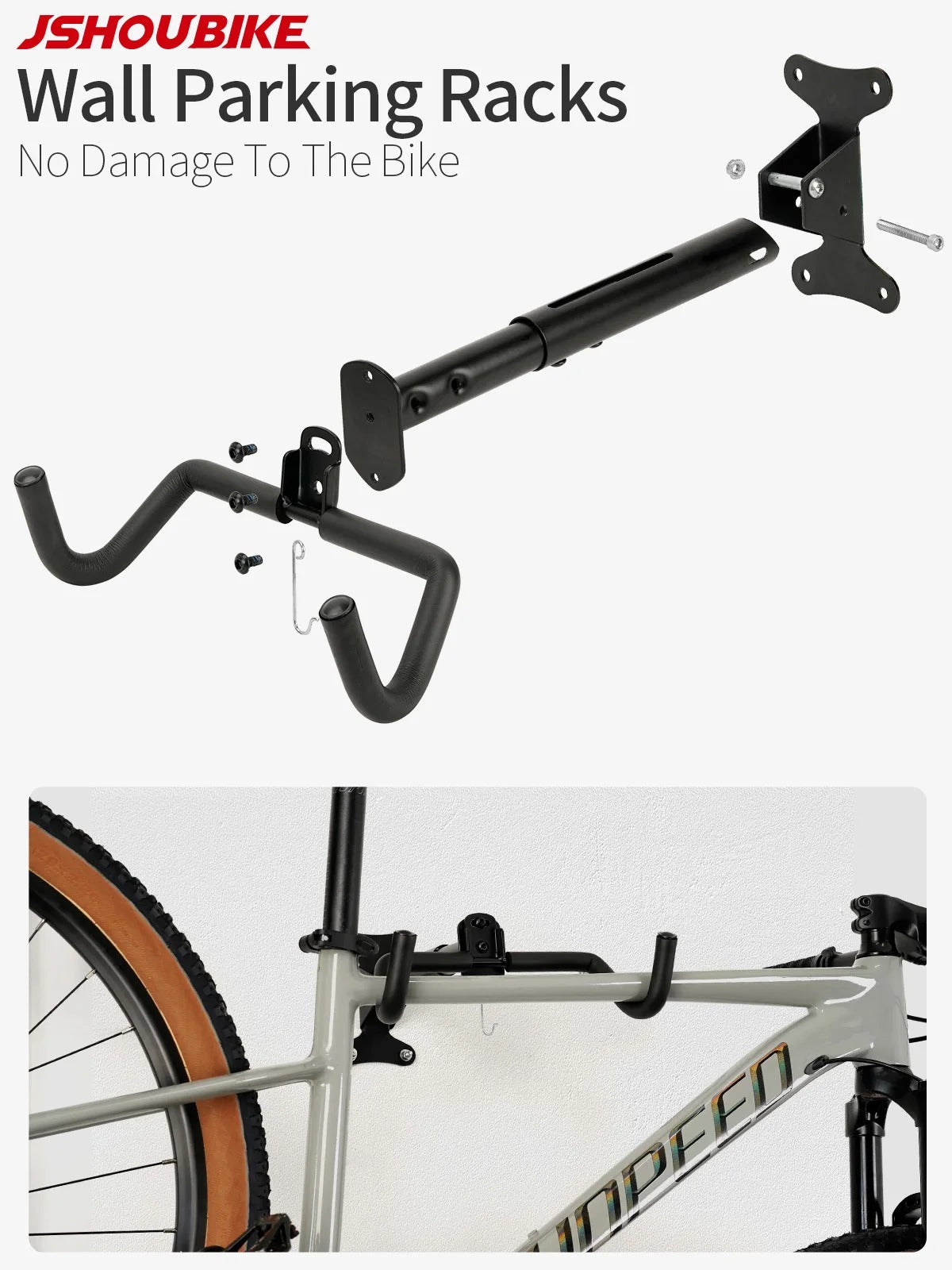 Adjustable Wall Mount Bike Rack Horizontal Bicycle Hanger for Garage Home
